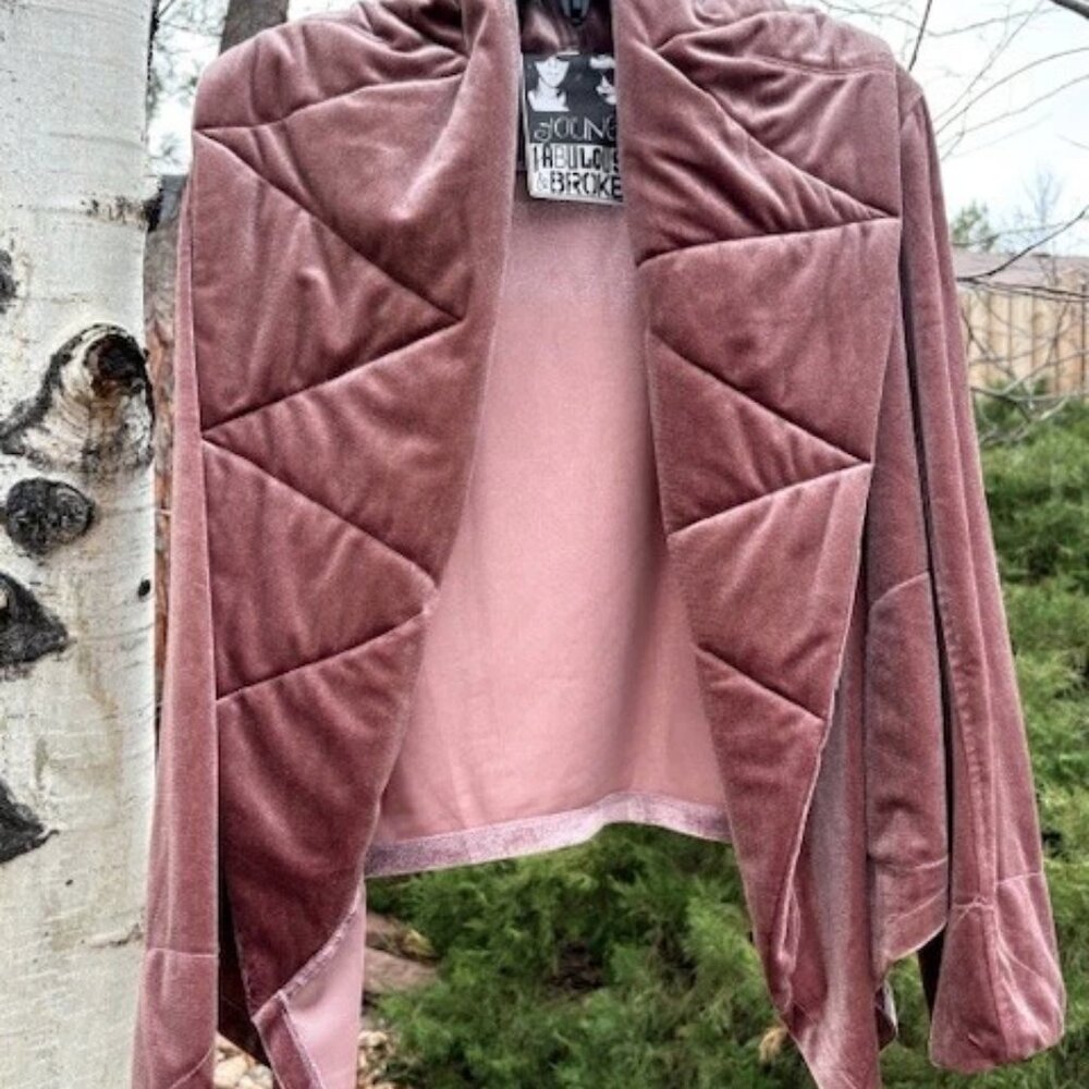 Young Fabulous and Broke dusty rose velvet cardigan worn once women’s size S